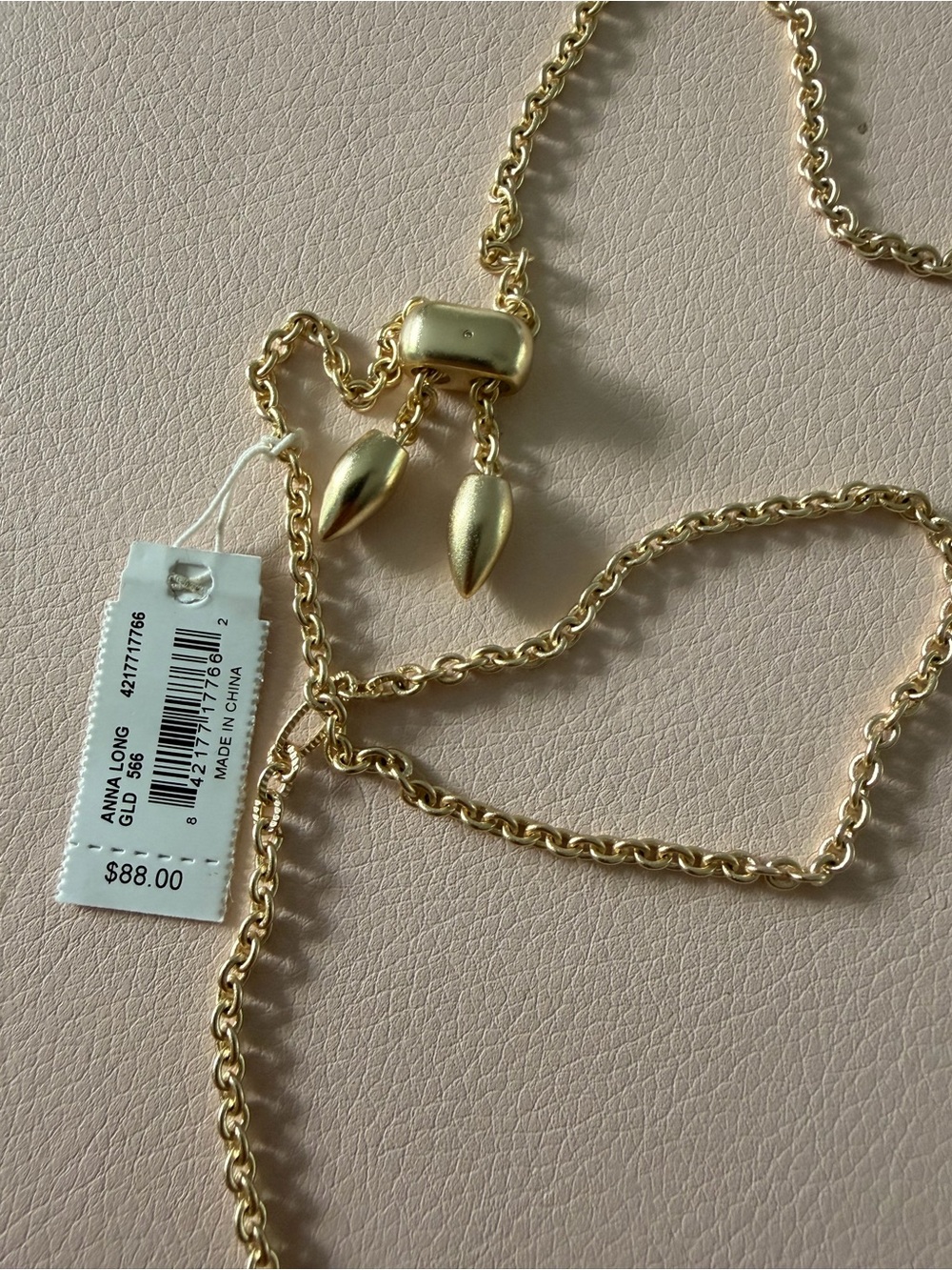 NWT Kendra Scott Gold Anna Long Pendant in Bronze Veined Maroon Jade - Picture 8 of 8